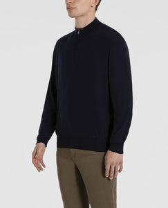 Extra fine winter-summer Merino wool half zip sweater