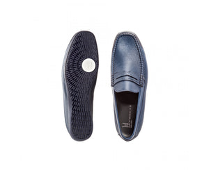Blue deerskin loafer shoes