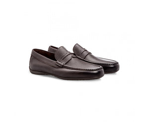 Dark brown deerskin loafer shoes